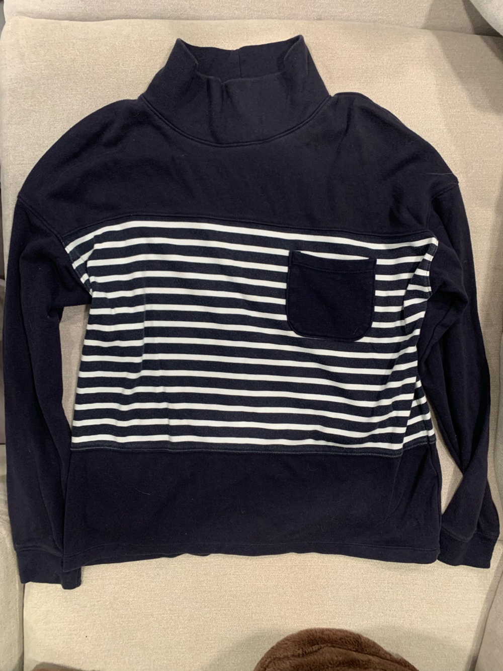 Croft & Barrow Navy and White Striped Turtle Neck Sweater
